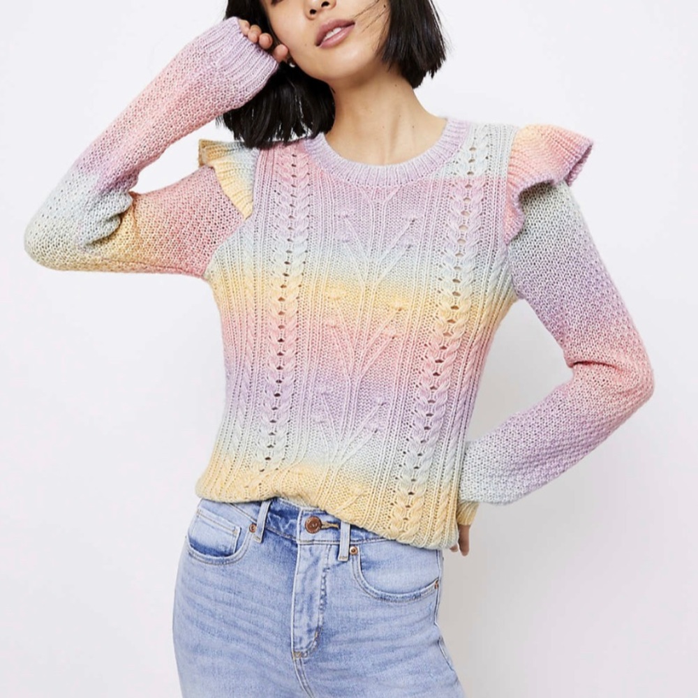 Spacedye Ruffle Sleeve Sweater